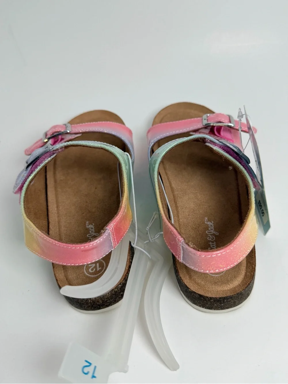 Cat & Jack Glitter Rainbow Double Buckle Sandals - Pink, Green, Blue